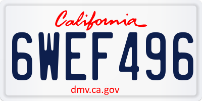 CA license plate 6WEF496