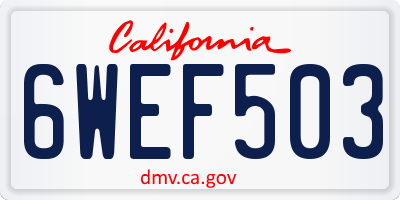 CA license plate 6WEF503