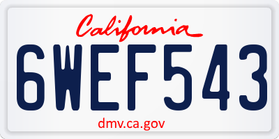 CA license plate 6WEF543