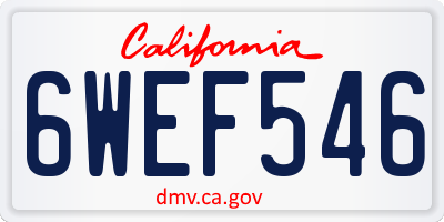 CA license plate 6WEF546