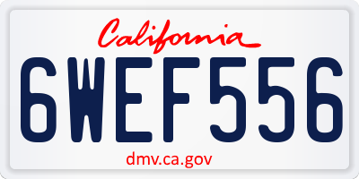 CA license plate 6WEF556