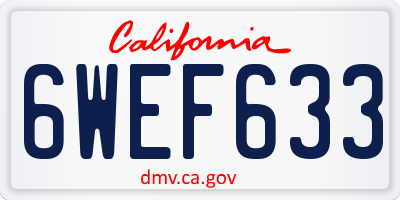 CA license plate 6WEF633