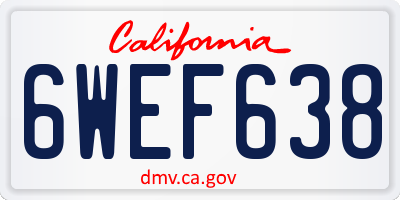 CA license plate 6WEF638