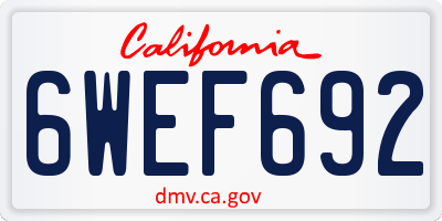 CA license plate 6WEF692
