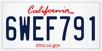 CA license plate 6WEF791