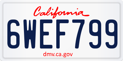 CA license plate 6WEF799