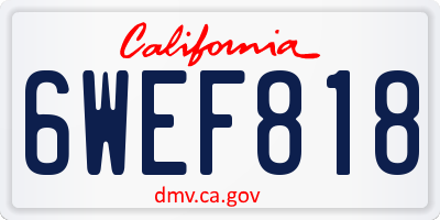 CA license plate 6WEF818