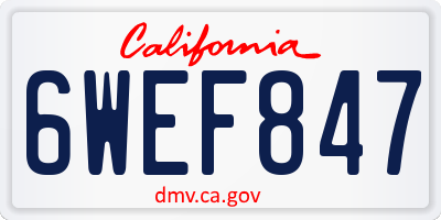 CA license plate 6WEF847