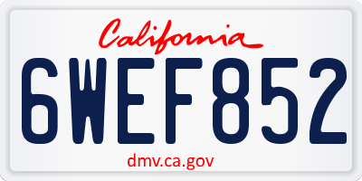 CA license plate 6WEF852