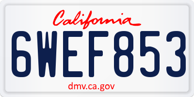 CA license plate 6WEF853