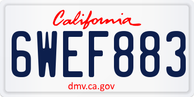 CA license plate 6WEF883
