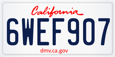 CA license plate 6WEF907