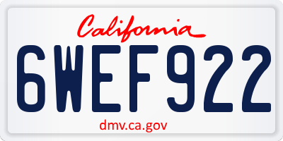 CA license plate 6WEF922