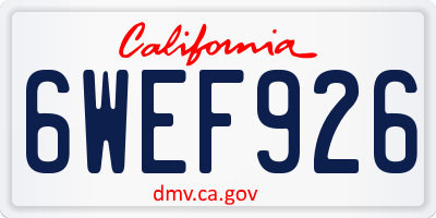 CA license plate 6WEF926