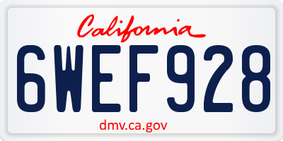 CA license plate 6WEF928