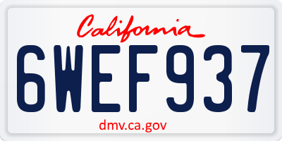 CA license plate 6WEF937