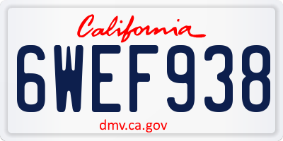 CA license plate 6WEF938