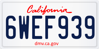 CA license plate 6WEF939
