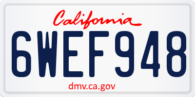 CA license plate 6WEF948