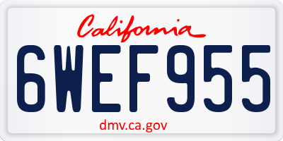 CA license plate 6WEF955