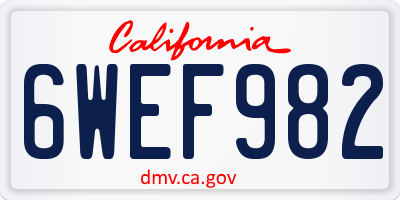 CA license plate 6WEF982