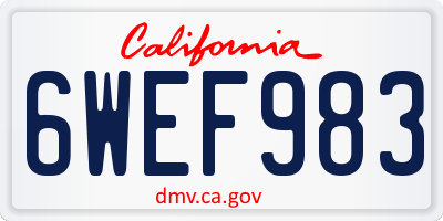 CA license plate 6WEF983