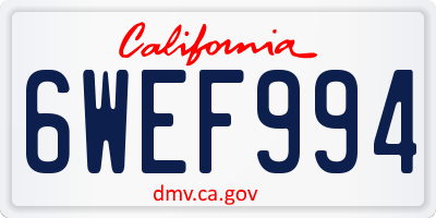 CA license plate 6WEF994