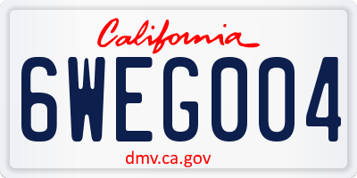 CA license plate 6WEG004