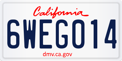 CA license plate 6WEG014