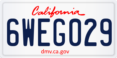 CA license plate 6WEG029