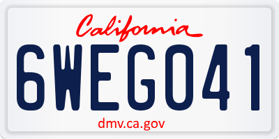 CA license plate 6WEG041