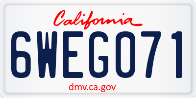 CA license plate 6WEG071