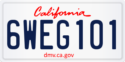 CA license plate 6WEG101