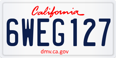 CA license plate 6WEG127