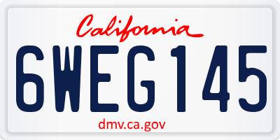 CA license plate 6WEG145