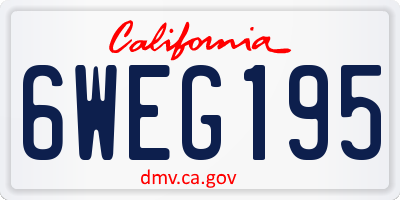 CA license plate 6WEG195