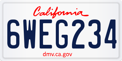 CA license plate 6WEG234