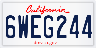 CA license plate 6WEG244