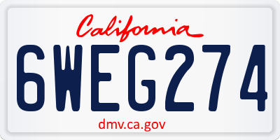 CA license plate 6WEG274