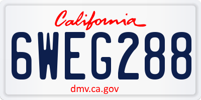 CA license plate 6WEG288