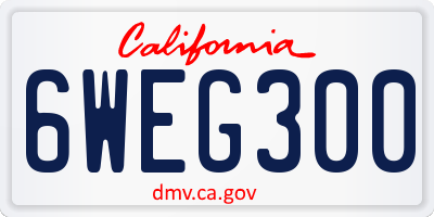 CA license plate 6WEG300