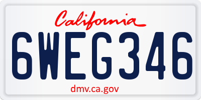 CA license plate 6WEG346