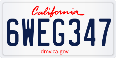 CA license plate 6WEG347