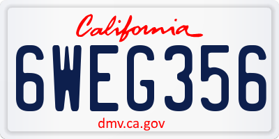 CA license plate 6WEG356