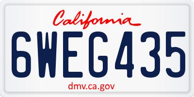 CA license plate 6WEG435