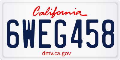 CA license plate 6WEG458