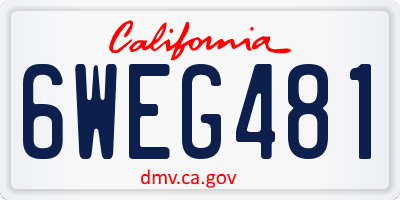 CA license plate 6WEG481