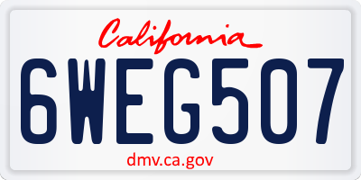 CA license plate 6WEG507