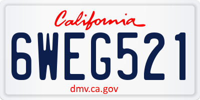 CA license plate 6WEG521
