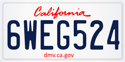 CA license plate 6WEG524